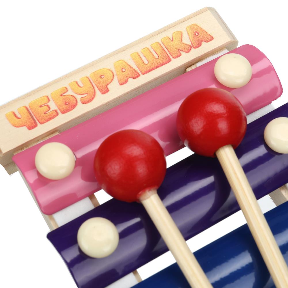 Игрушка деревянная Чебурашка металлофон 9*1,5*18,5, коробка Буратино в кор.50шт