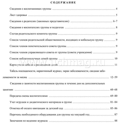Журнал воспитателя группы ДОУ