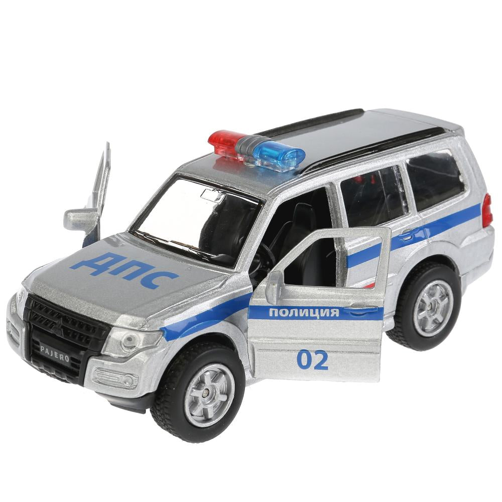 ТМ ТЕХНОПАРК. МЕТАЛЛ MITSUBISHI PAJERO ПОЛИЦИЯ 12 СМ, ОТКРЫВ. ДВЕРИ, ИНЕРЦ. В КОР. в кор.2*24шт