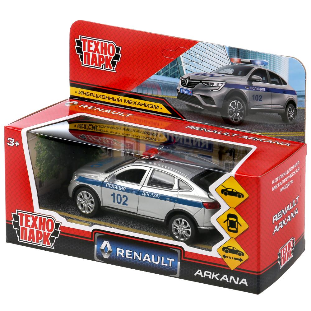 ARKANA-12POL-SR 303072 Machine métallique RENAULT ARKANA ПОЛИЦИЯ 12 см, double, bagage, серебристый, кор. Т