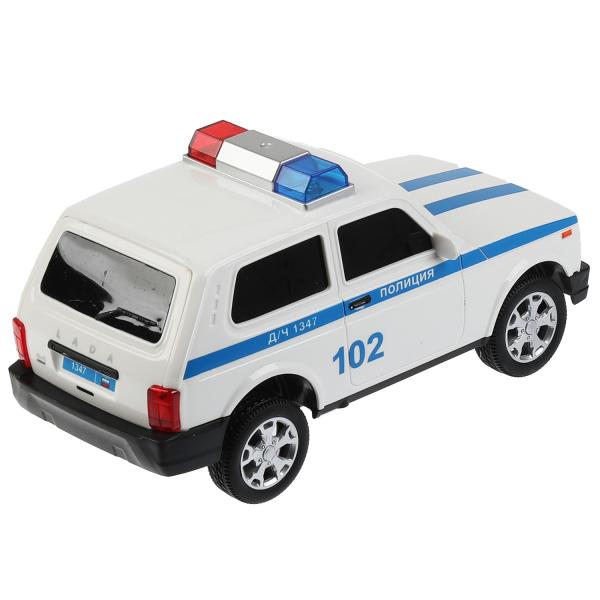 URBANBLACK-20PLPOL-WH Машина пластик свет-звук LADA 4x4 URBAN ПОЛИЦИЯ 19,5 см, 2 кноп, инер, кор. Те