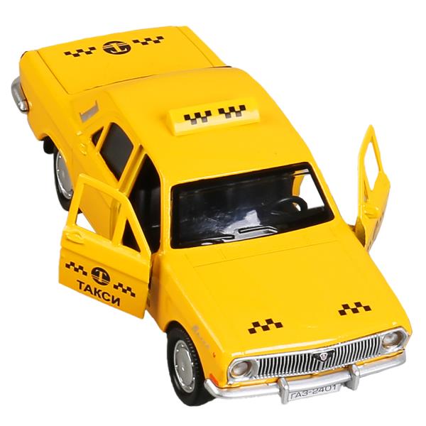 La machine en métal "gaz-2401 волга такси" 12см, открыв.двери, инерц., желтый в кор. Parc technologique en cor2*36шт