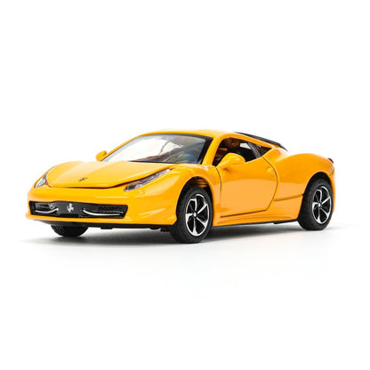 Модель металл звук ferrari 458 italia 14 см, двери, багажник. инерция кор. Технопарк в кор.2*48шт