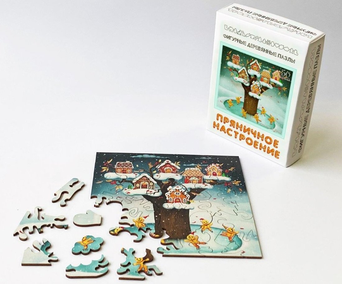 Фигурный деревянный пазл "Пряничное настроение" art.8171 (мрц 410 руб.) /48 (Новый год)