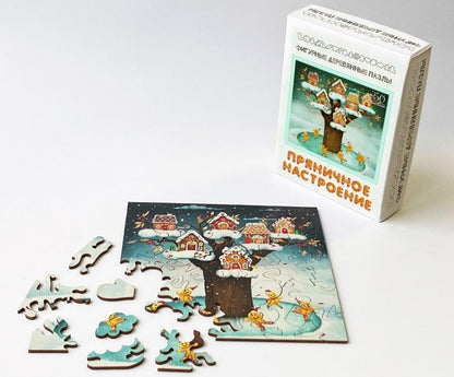 Фигурный деревянный пазл "Пряничное настроение" art.8171 (мрц 410 руб.) /48 (Новый год)