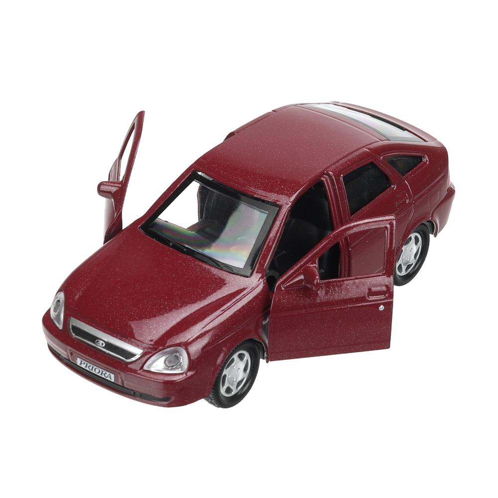 Машина металл LADA PRIORA 12 см, двери, инерц,бордовый перламутр,кор. Технопарк в кор.2*36шт