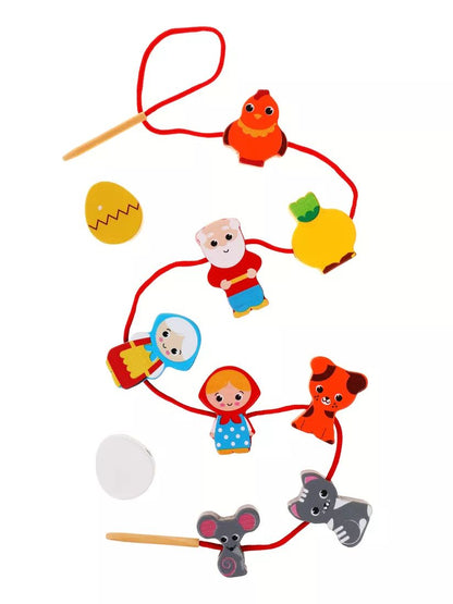 MAPACHA. 76806 Шнуровка-сказка 2в1 "Курочка Ряба+Репка" 10 дет 3-6 см, шнурок МРЦ 490 руб.