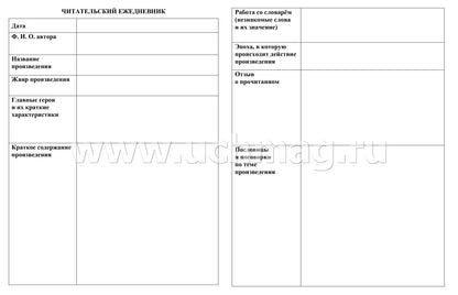 Читательский дневник (5-6 классы) (Формат А5, блок офсет 65, обложка мелованная, пл. 200). 64 стр.