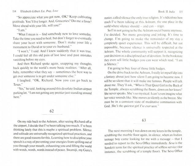 Gilbert. Есть, молиться, любить (Manger, prier, aimer). Adapté du livre pour la lecture en anglais. Intermédiaire.
