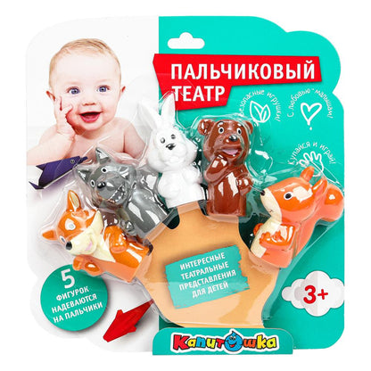 LXFWA-19-NW Игрушка пластизоль для ванны пальчиковый театр лесные обитатели блистер КАПИТОШКА в кор.