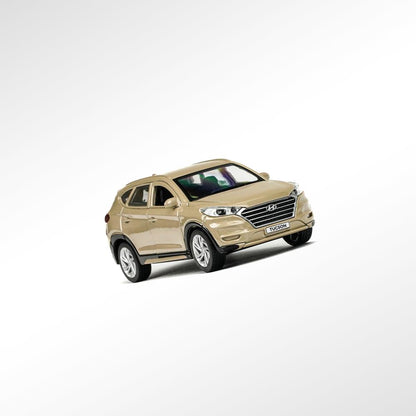 Машина металл HYUNDAI TUCSON длина 12 см, двери, багаж., инер, бежевый, кор. Технопарк в кор.2*36шт