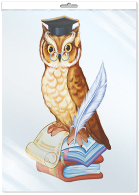 *ФМ-15151 ПЛАКАТ ВЫРУБНОЙ А4 В ПАКЕТЕ. Филин ученый (двухсторонний, УФ-лак, в индивидуальной упаковке, с европодвесом и клеевым клапаном)