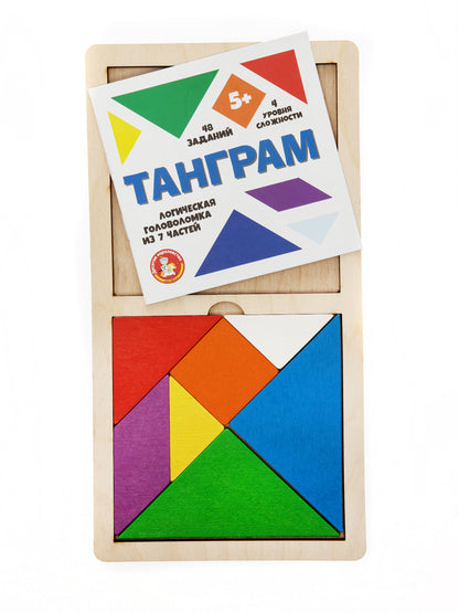 Игра головоломка деревянная "Танграм" (цветная, большая)