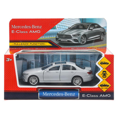 Машина металл MERCEDES-BENZ e-class amg 12см, дв,баг,ин,серебряный, кор. Технопарк в кор.2*36шт