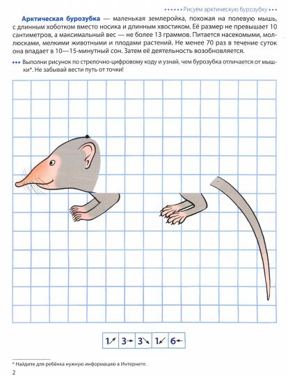 Шагаем по клеточкам. Животные Арктики и Антарктики. Dictates graphiques. Pour les enfants de 4 à 6 ans/ Модель Н.А.