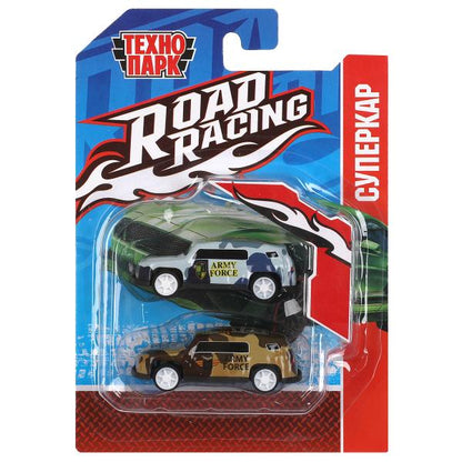 Machine en métal ROAD RACING de 7,5 cm, 2 pièces, en métal, dans un blister assorti, parc technologique en cor.2*240