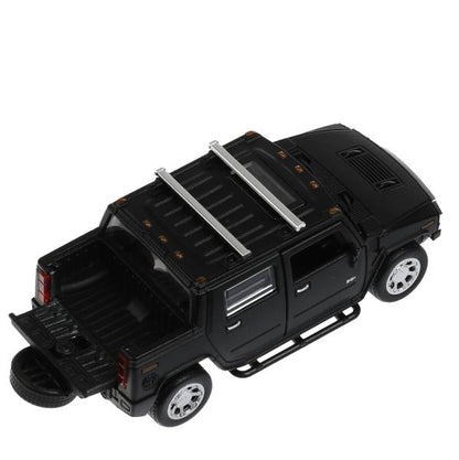 Machine en métal HUMMER H2 PICKUP МАТОВЫЙ 12 cm, double, bagage, noir, cor. Parc technologique dans le cor.2*36шт