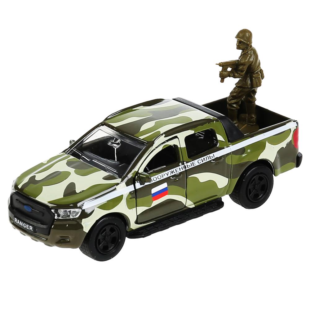 Машина металл FORD ranger, 12 см, дв., баг., инер.+солд. 4,5 см, в ассорт. Технопарк в кор.2*24шт