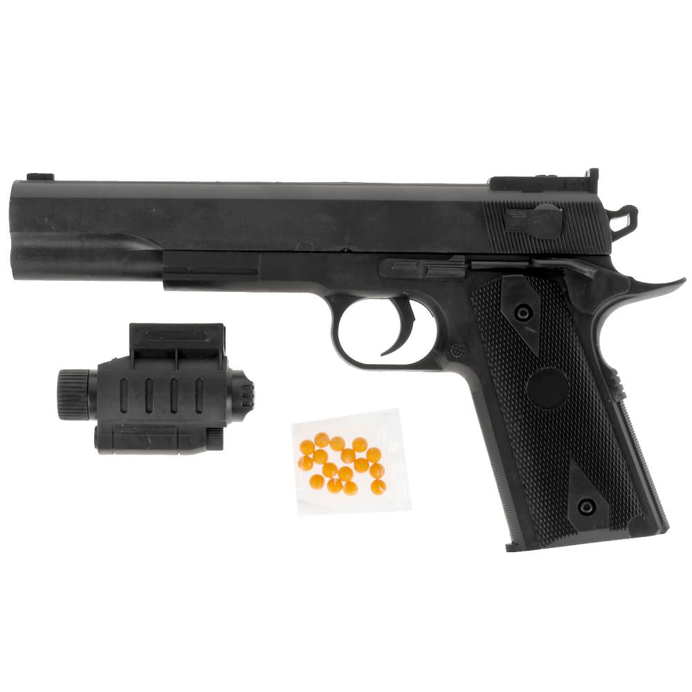 Пистолет с лазерн. прицелом, с пульками 2019 в пак. в кор.2*72шт