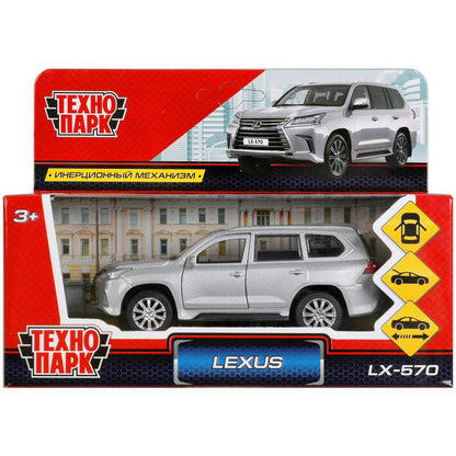 Машина металл "LEXUS LX-570", длина 12 см, откр дв, багаж, инерц, СЕРЕБРИСТЫЙ Технопарк в кор.2*36шт