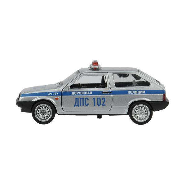 Машина металл LADA-2108 "СПУТНИК" ПОЛИЦИЯ 12 см, двери, багаж, кор. Технопарк в кор.2*36шт