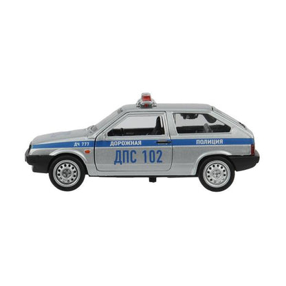 Машина металл LADA-2108 "СПУТНИК" ПОЛИЦИЯ 12 см, двери, багаж, кор. Технопарк в кор.2*36шт