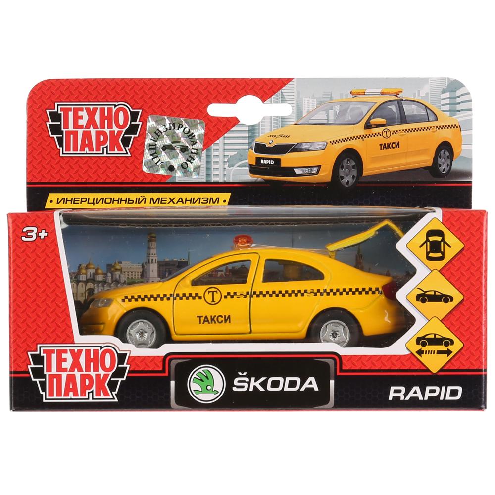 SB-18-22-SR-T-WB 273097 Машина металл SKODA rapid ТАКСИ, 12 cm, дв., багаж., инерц., кор. Технопарк