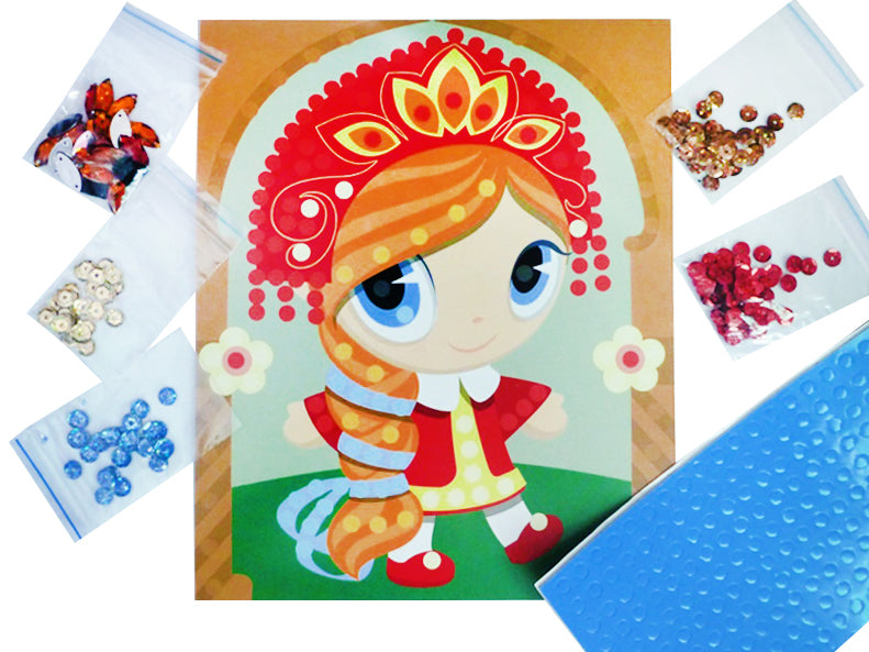 01518 Аппликация из пайеток и страз. Дашенька