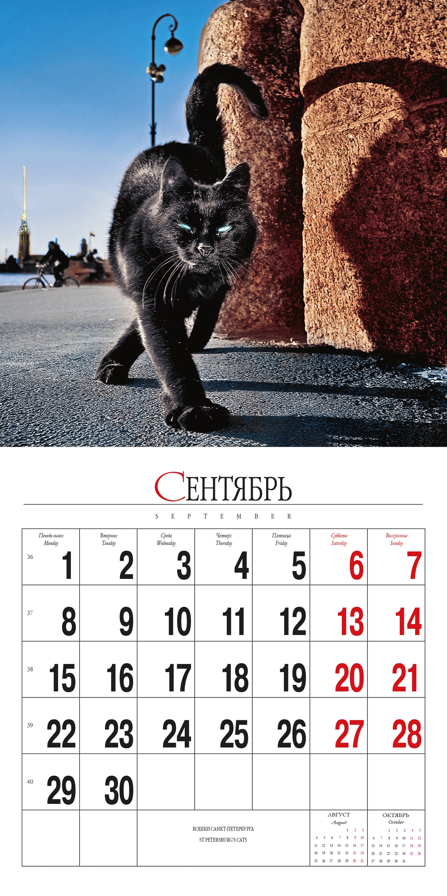 Календарь на скрепке (КР10) на 2025 год Кошки Петербурга [КР10-25088]