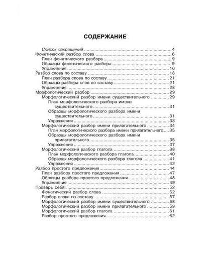 Все виды разбора по русскому языку 1-4 классы