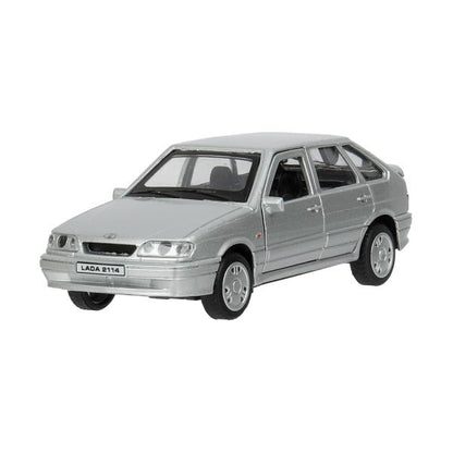 Machine en métal LADA-2114 "SAMARA" 12 cm, double, bagage, инерц, серебрист, кор. Parc technologique dans le cor.2*36шт