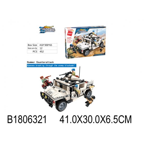 Конструктор пласт. джип с фигурками и аксесс., 452дет. в кор. в кор.16шт (Р)