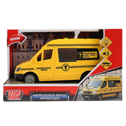 Technoparc. Modèle "Mercedes-Benz Sprinter. Taxis" art.SPRINTER-22PL-TAX 22 см инерц. bat свет+звук