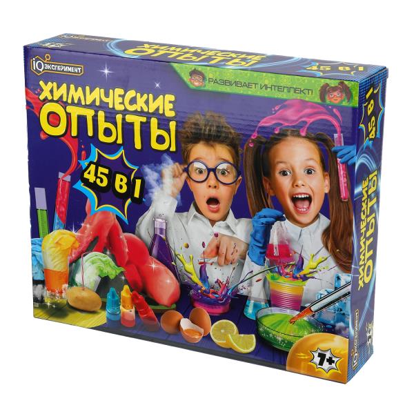 Набор опытов химия, 45-в-1 IQ Эксперимент в кор.8шт
