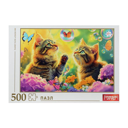 Два кота и пузырик. Пазлы в коробке 500 деталей. 225х320х40 мм. Умные игры в кор.10шт