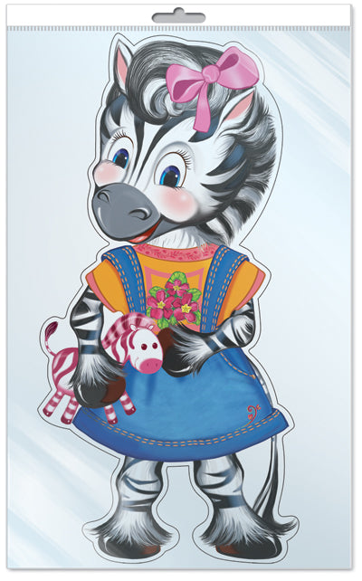 *Ф-11189 ПЛАКАТ ВЫРУБНОЙ А3 В ПАКЕТЕ. Zebra - группа Животные (блестки, в индивидуальной упаковке. с европодвесом и клеевым клапаном)