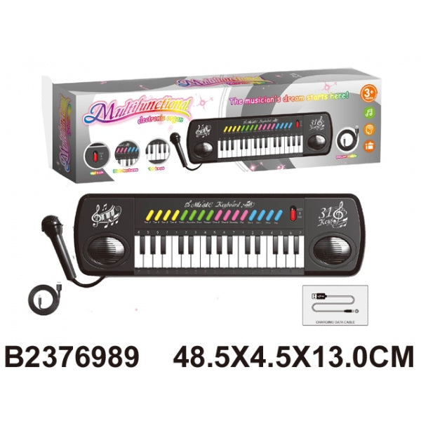 Электроорган (220v/ на бат.) с микрофоном, usb провод 3128B в кор. в кор.60шт