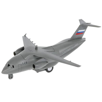 Модель металл САМОЛЕТ ТРАНСПОРТНЫЙ 20 см, люк, подвиж дет, инерц, сер, кор. Технопарк в кор.2*24шт