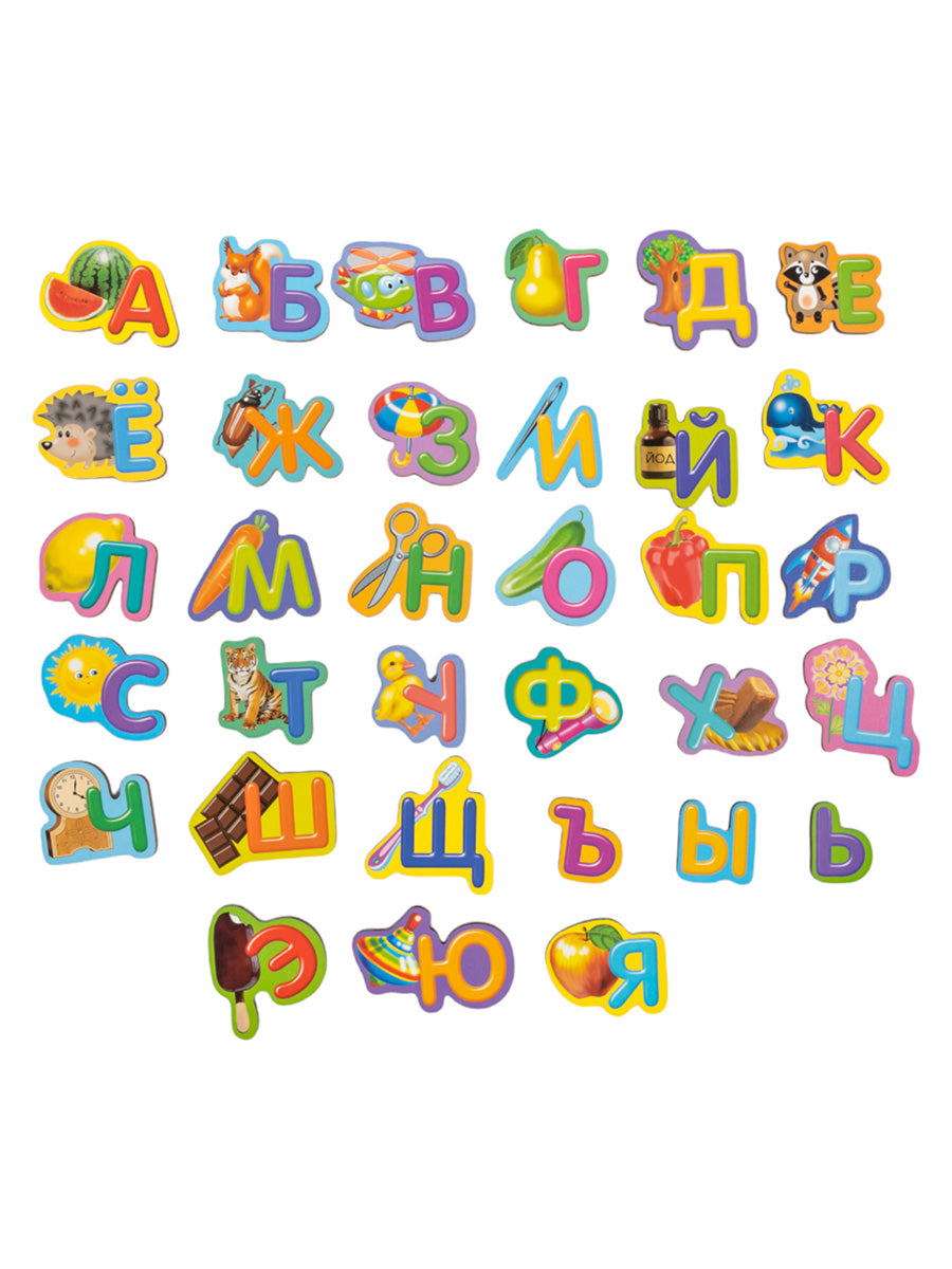АЗБУКА ДЕРЕВЯННАЯ НА МАГНИТАХ в кор.14шт