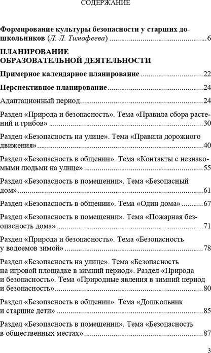 Формирование культуры безопасности. Планирование образовательной деятельности в подготовительной к школе группе.