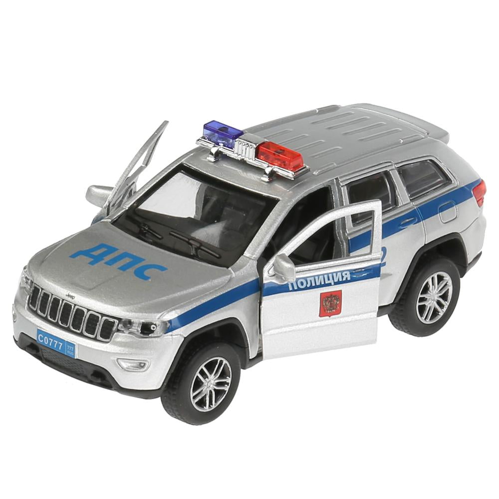 Machine en métal pour véhicule JEEP GRAND CHEROKEE ПОЛИЦИЯ 12 см, дв, баг, ин, kor. Parc technologique dans le cor.2*36шт