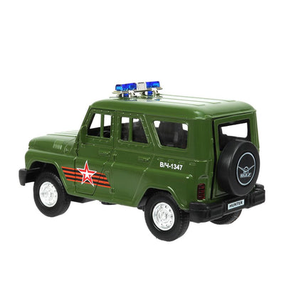Машина металл свет-звук UAZ HUNTER АРМИЯ РОССИИ 12 см, двер, багаж, ин, кор. Технопарк в кор.2*36шт