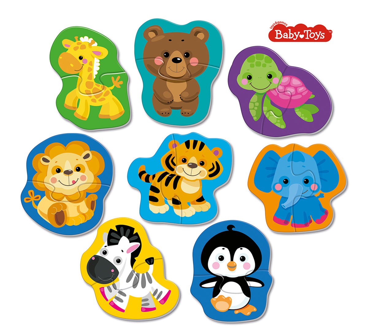 Jouets pour bébé "Дикие животные" (8 cartes, 16 éléments)