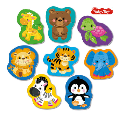 Jouets pour bébé "Дикие животные" (8 cartes, 16 éléments)