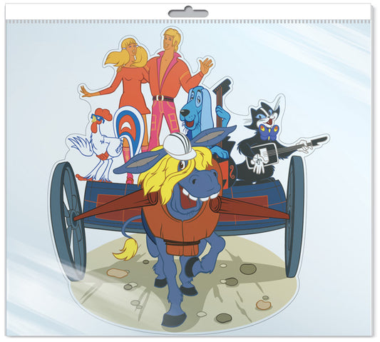 *Ф2-12399-П ПЛАКАТ ВЫРУБНОЙ А3 В ПАКЕТЕ. Бременские музыканты из мультфильма Бременские музыканты (с блестками в индивидивидуальной упаковке с европодвесом и клеевым клапаном)