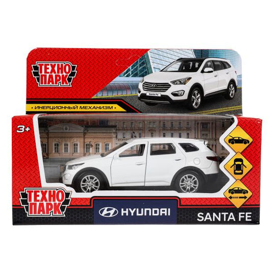 Машина металл HYUNDAI SANTAFE 12 см, двери, багаж, инерц, белый, кор. Технопарк в кор.2*36шт