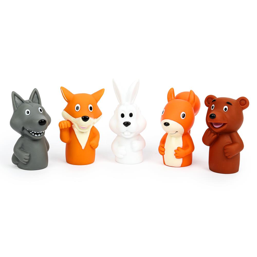 LXFWA-19-NW Игрушка пластизоль для ванны пальчиковый театр лесные обитатели блистер КАПИТОШКА в кор.