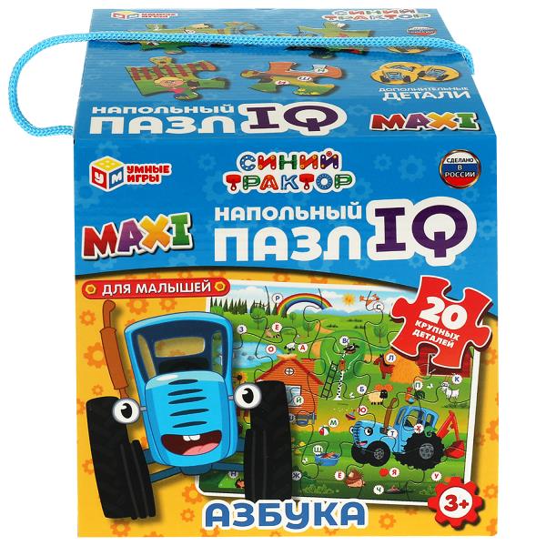 АЗБУКА. Синий tracteur. Напольный пазл QI max. 160х160х160мм. Умные игры в кор.18шт