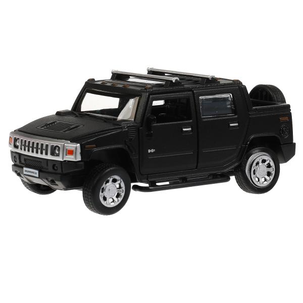 Machine en métal HUMMER H2 PICKUP МАТОВЫЙ 12 cm, double, bagage, noir, cor. Parc technologique dans le cor.2*36шт