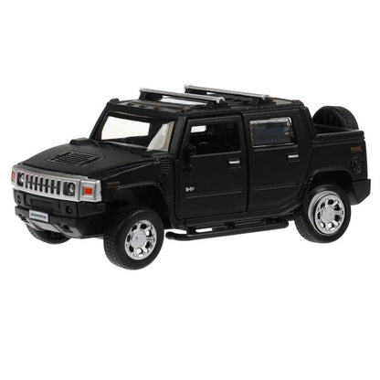Machine en métal HUMMER H2 PICKUP МАТОВЫЙ 12 cm, double, bagage, noir, cor. Parc technologique dans le cor.2*36шт